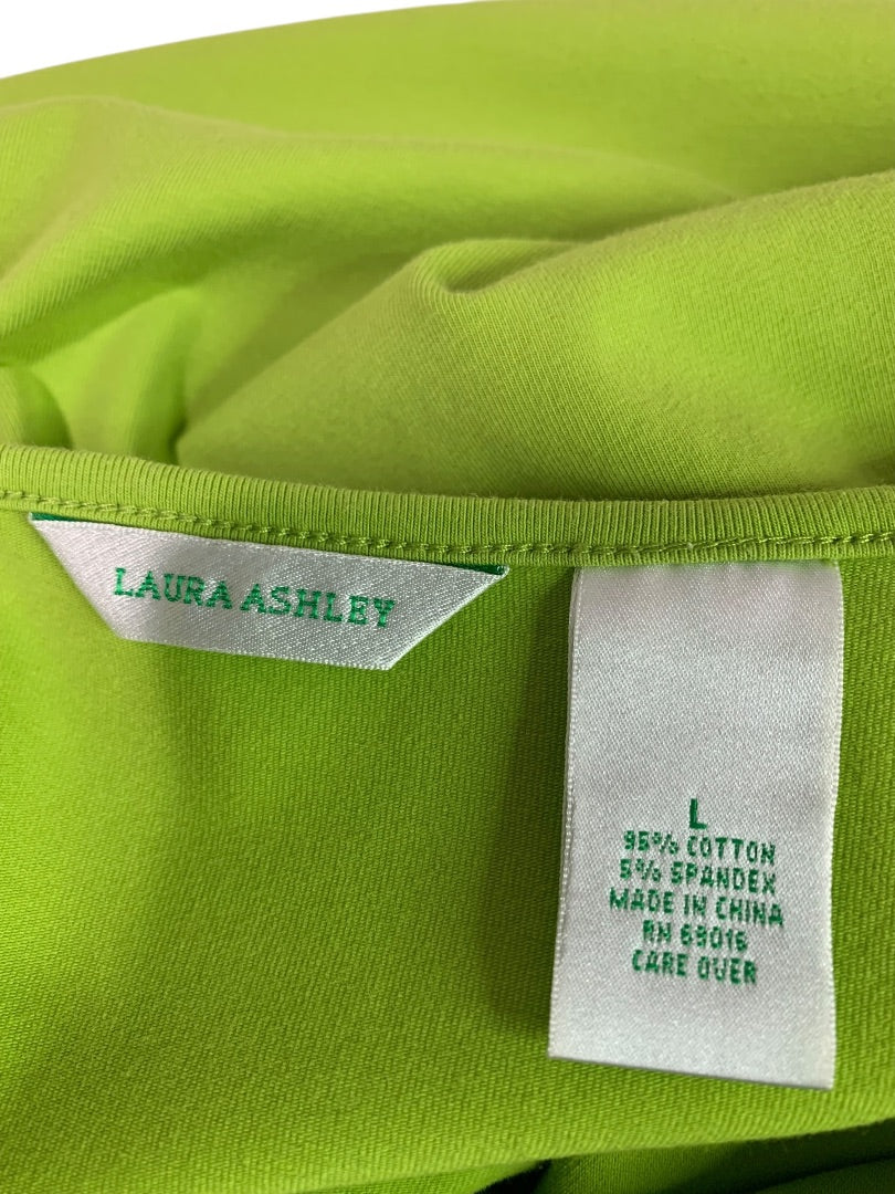 Large Laura Ashley Lime Green Womens Tshirt Embellished Neckline