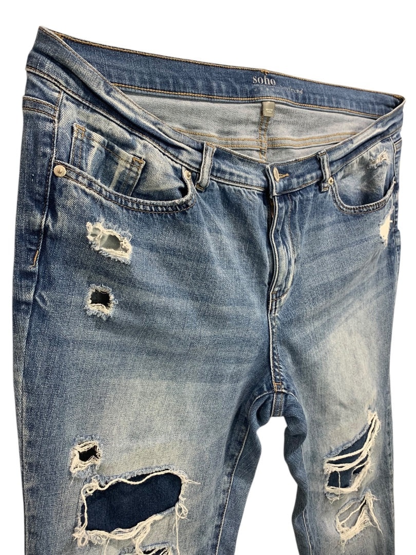 Size 14 NY&Co Womens Soho Boyfriend Jeans Stretched Distressed Tapered