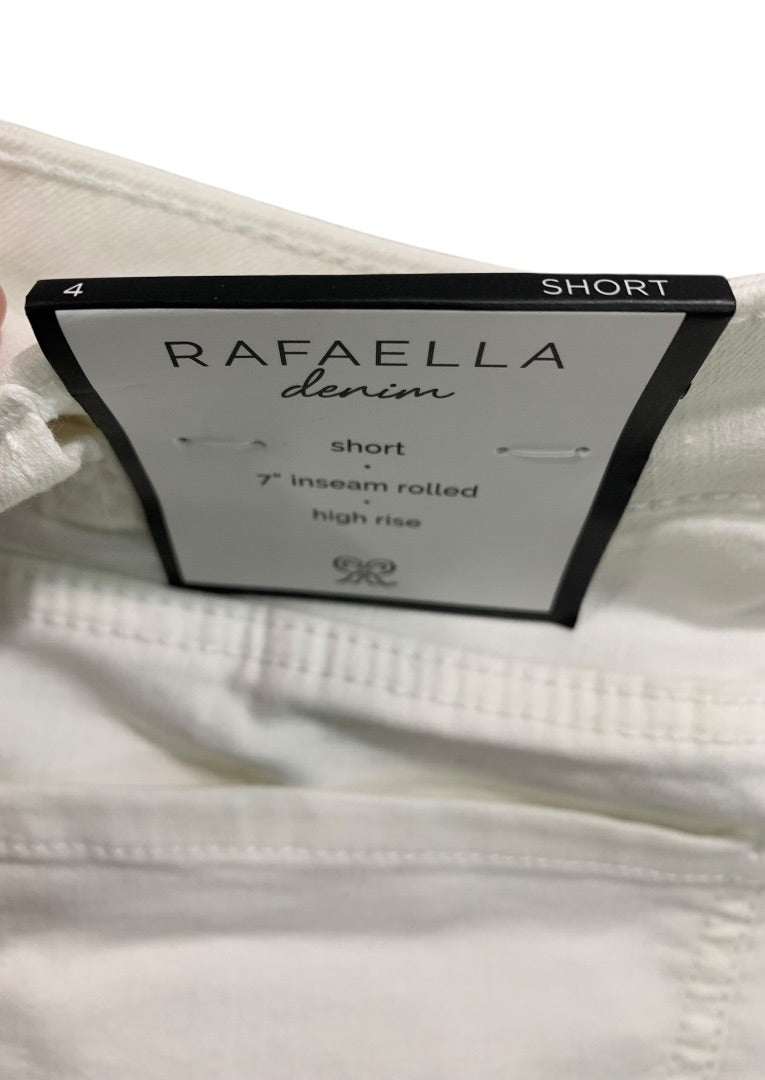 Size 4 Rafaella Womens New White Denim Jean Shorts High Rise