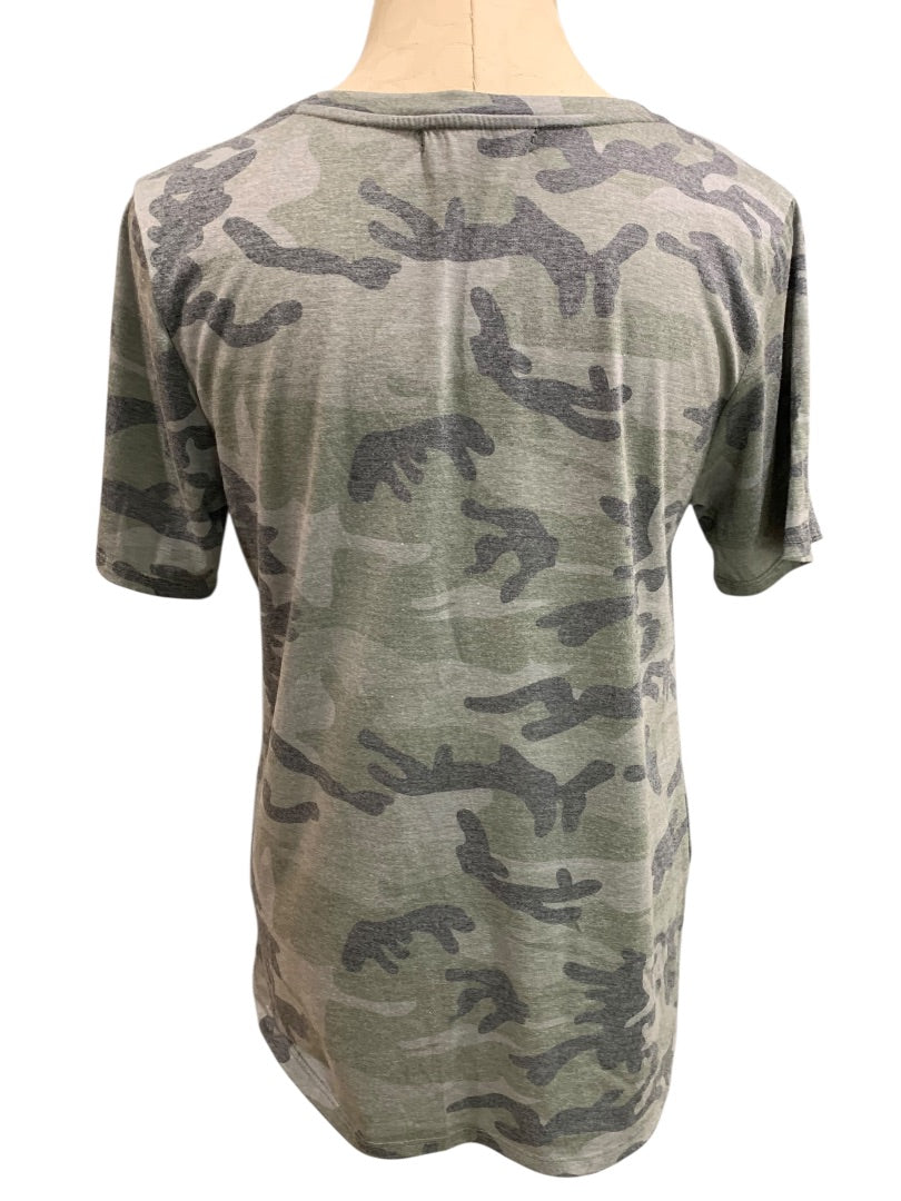 Large Always Indigo Womens Soft Distressed Camoflauge Tshirt Camo