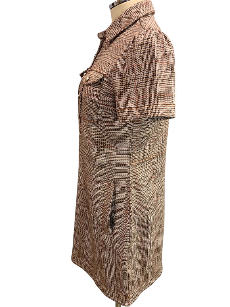 Size 4P Loft Petites Plaid Ponte Knit Dress Short Sleeve Pockets