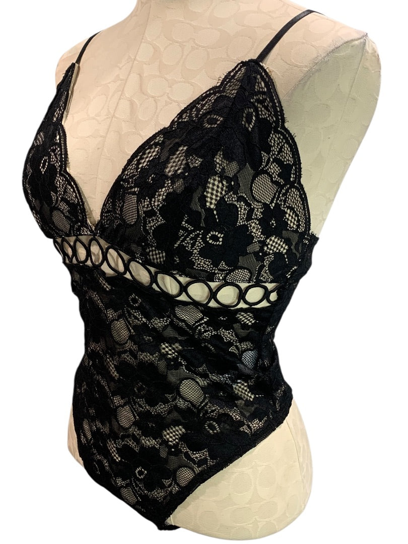 Medium Fashion Nova Womens New Black Lace Bodysuit Alia