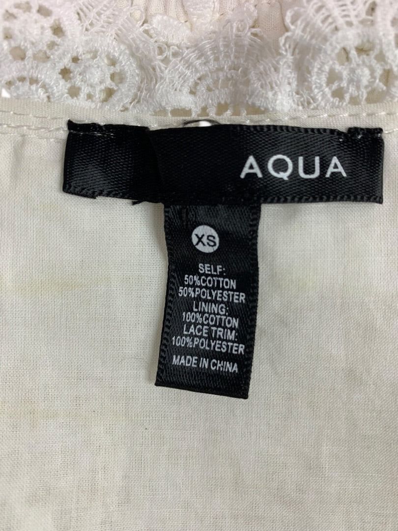 XS Aqua Brand White Sheath Dress Lace Applique V-Neck Sleeveless