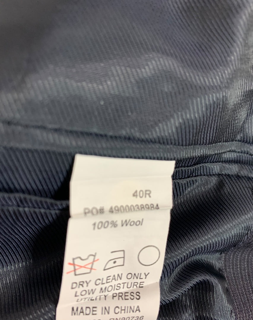 40R Calvin Klein Mens Slim Fit New Sport Coat Jacket Navy Blue Pinstripe Wool