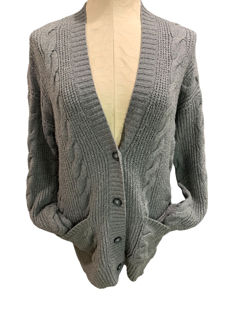 XS American Eagle Womens Cable Knit Cardigan Sweater Grandpa Pockets