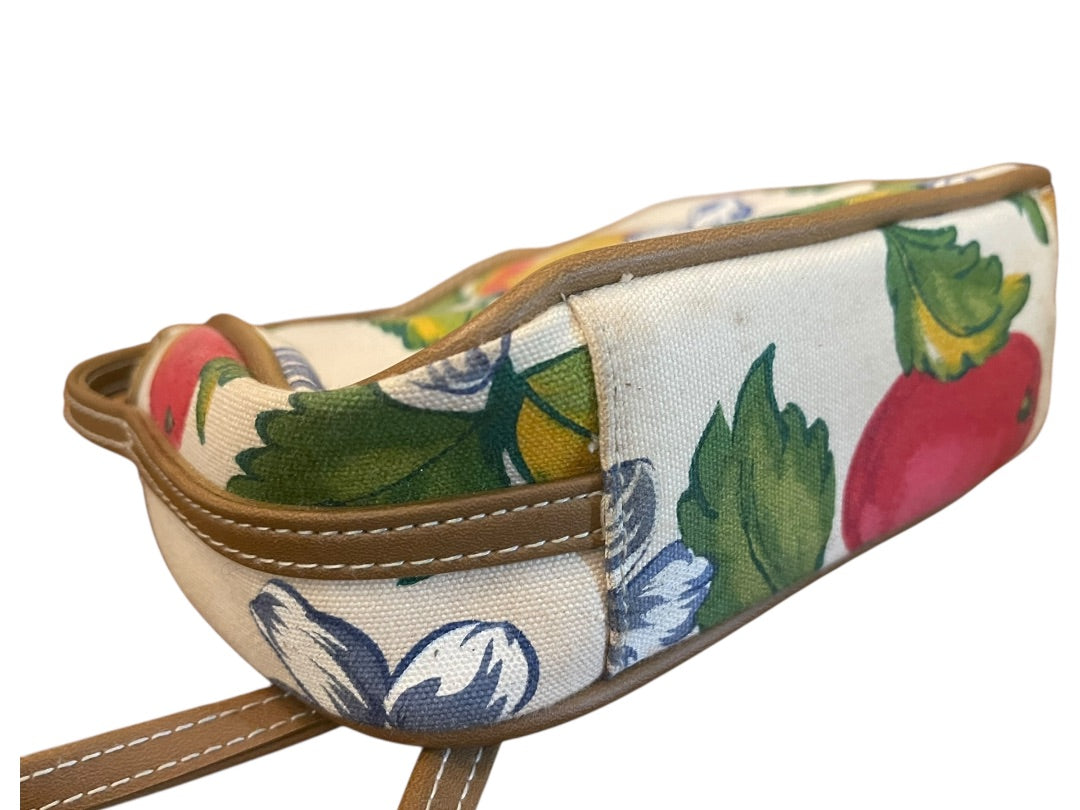 Liz Liz Claiborne Vintage Canvas Fruit & Flowers Zipper Closure Vintage Purse