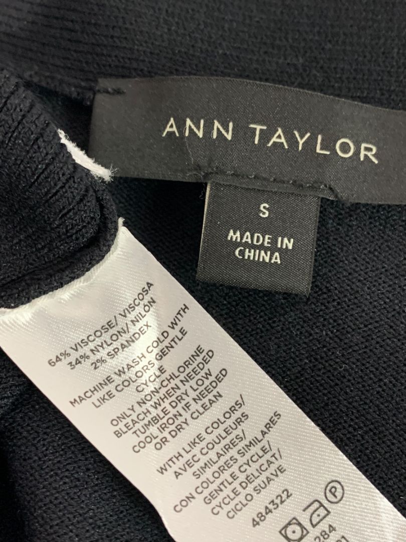Small Ann Taylor Womens Black Open Cardigan Flare Sleeve