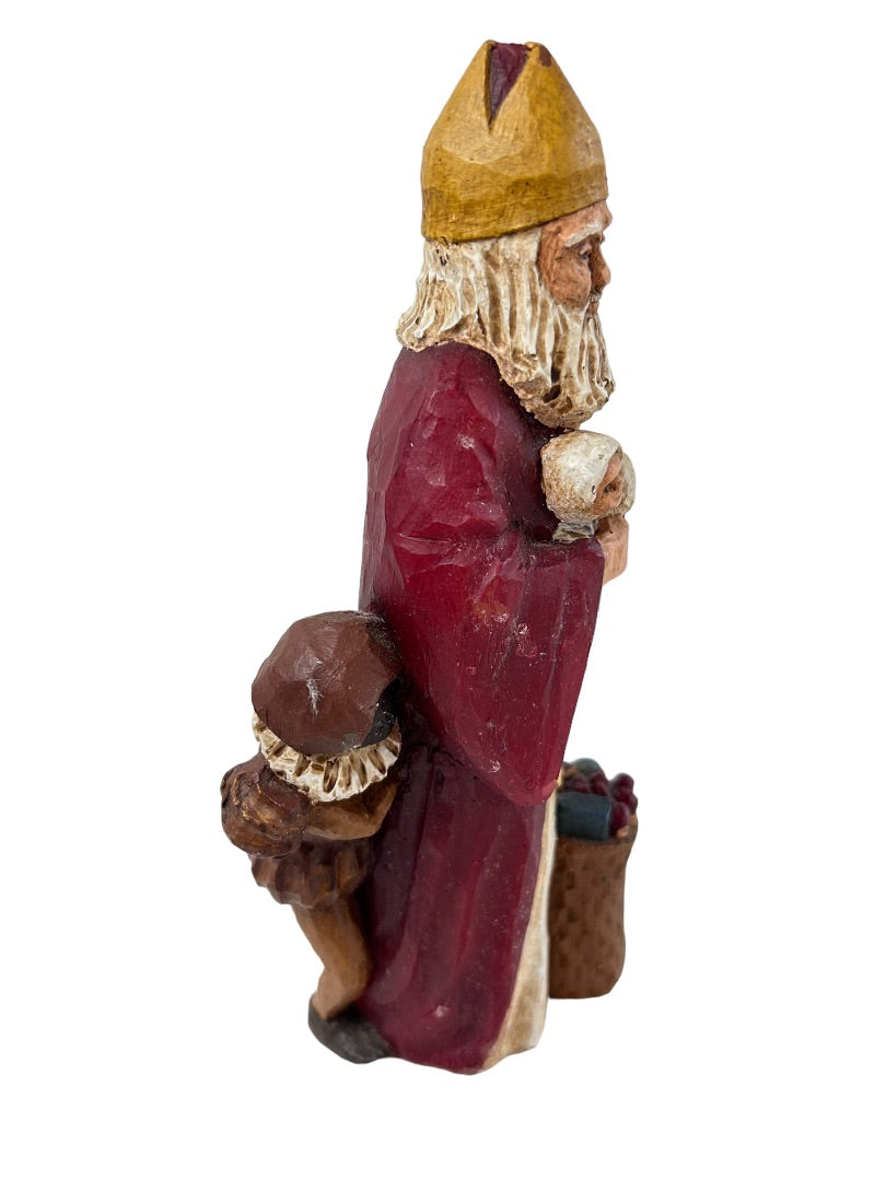 Vintage 1992 Old world skinny Santa & Dolls Father Christmas Figurine Signed