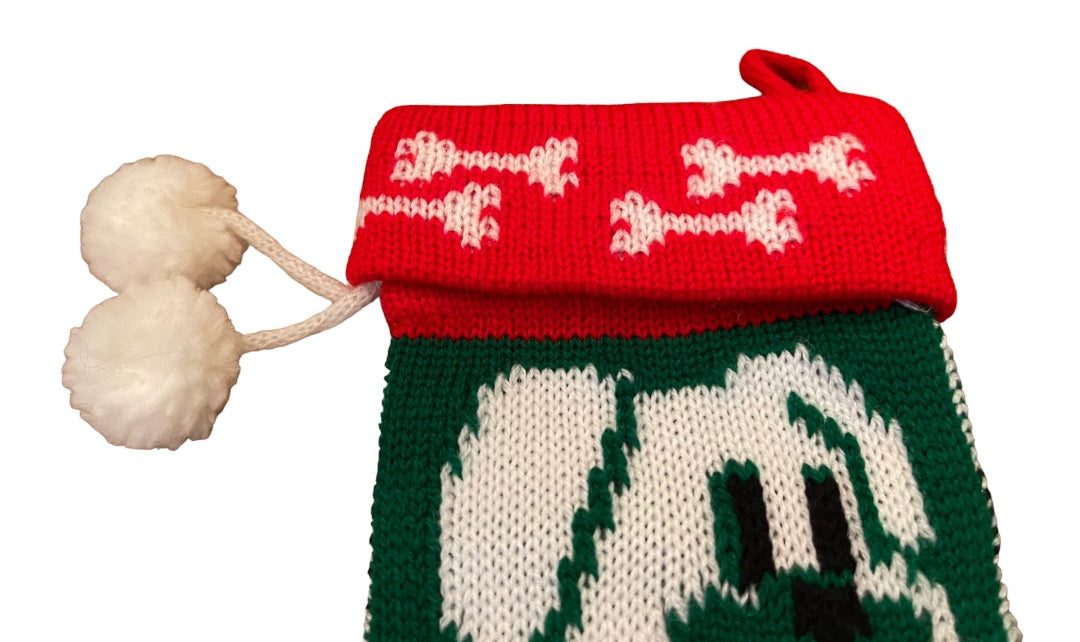 Merry Christmas Red Green White Dog Stocking 11.5" x 4" Holiday Decor