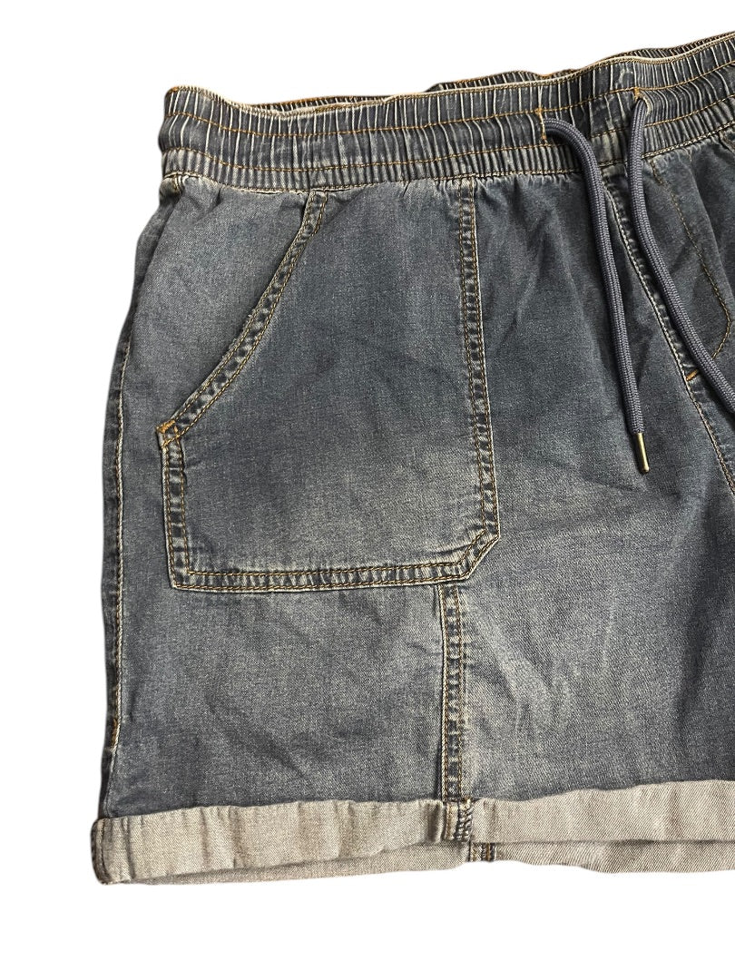 Large One 5 One Womens Pull On Jean Shorts Elastic Drawstring Pockets