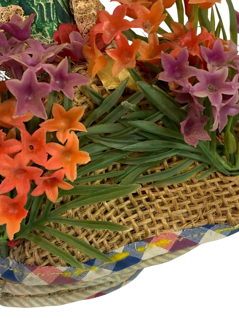 Vintage Souvenir Bahamas Doll Wicker Fruit Basket 12 Inch