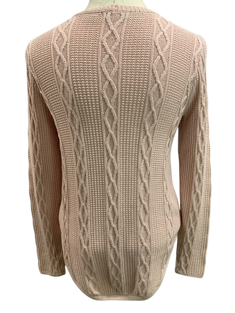 Small Jeanne Pierre Womens Pink Cable Knit Cotton Sweater