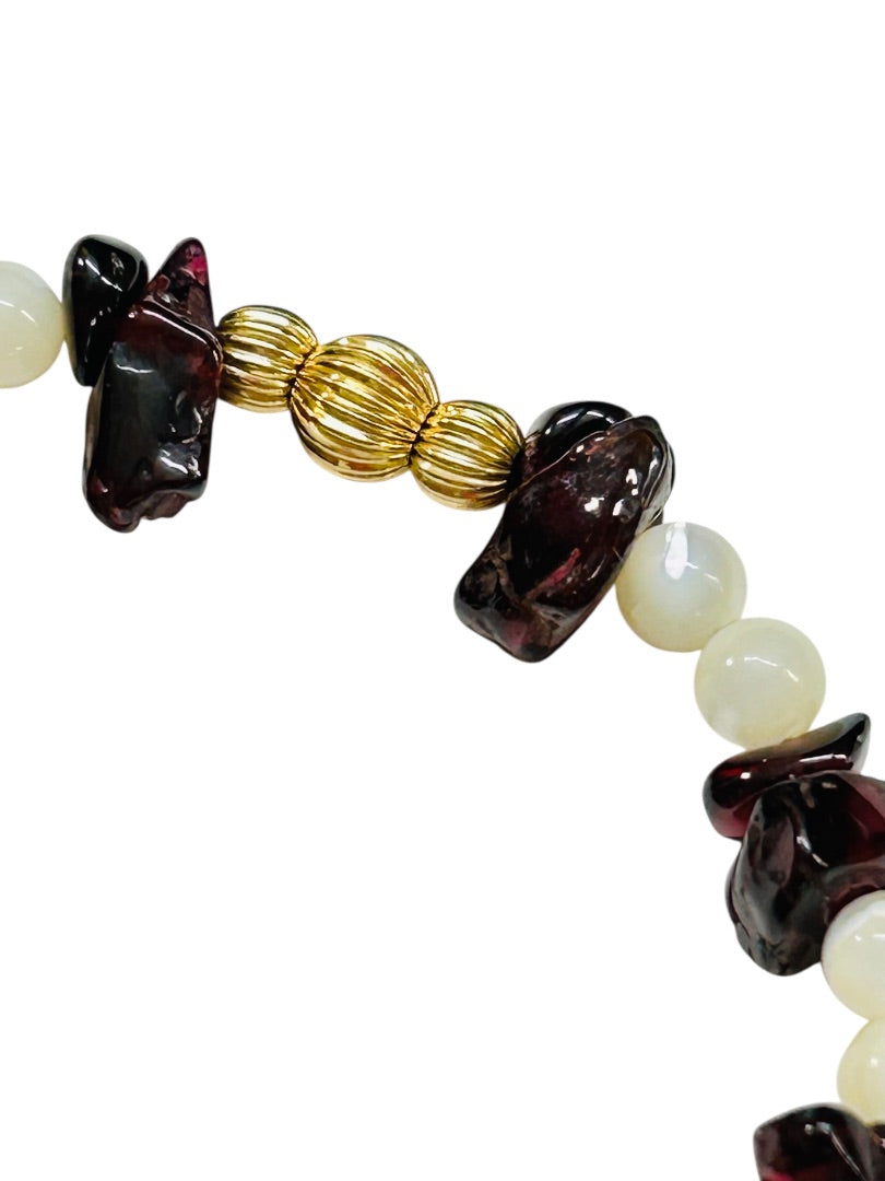 Chip Stone Beaded Crystal 7 Inch Bracelet Spring Clasp