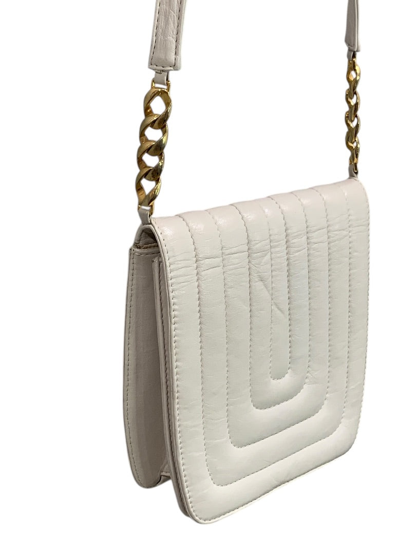 Lucien Piccard Ivory Soft Leather Crossbody Purse Bag 1980s Retro