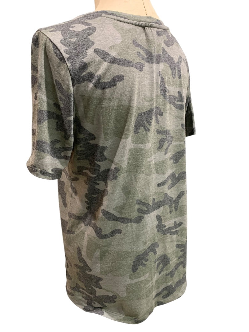 Large Always Indigo Womens Soft Distressed Camoflauge Tshirt Camo
