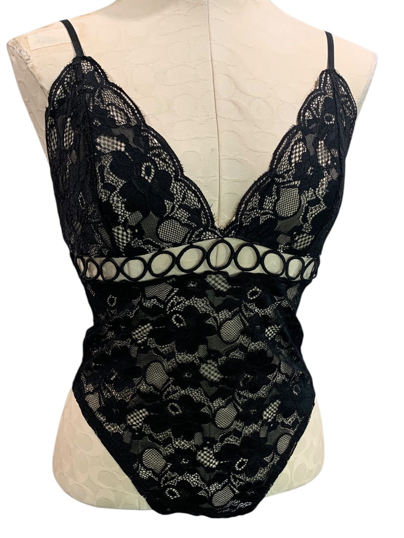 Medium Fashion Nova Womens New Black Lace Bodysuit Alia
