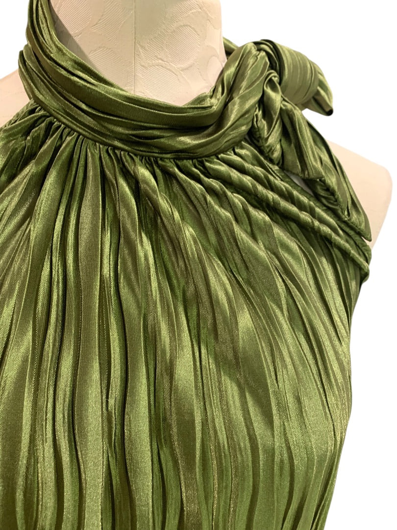 Small Heart Soul Olive Green Womens Pleated Blouse Shirt Sleeveless