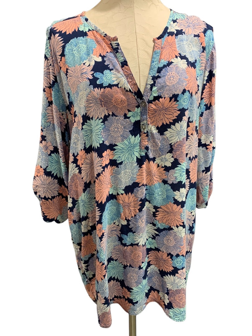 XL Josie Natori Pullover Womens Pullover Coverup Floral Sheer
