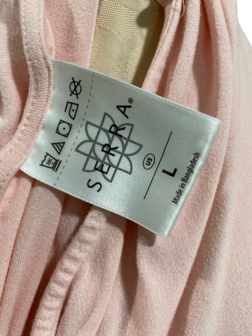 Large Serra Womens Pink 2 Piece Cooling Pajamas Shorts Tshirt Pockets