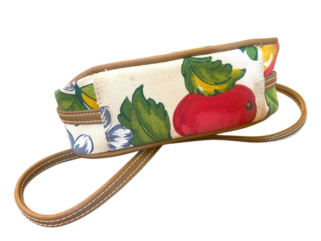 Liz Liz Claiborne Vintage Canvas Fruit & Flowers Zipper Closure Vintage Purse