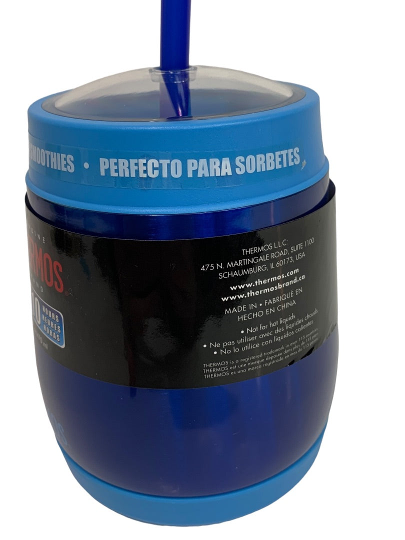 Thermos 16 oz. Vacuum Insulated Blue Stainless Steel Cold Dome Water Bottle with Straw