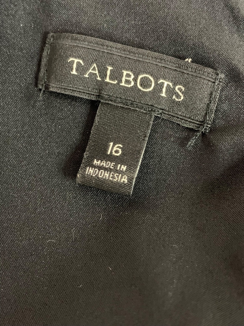 Size 16 Talbots Black Scalloped Neckline Sheath Dress Sleeveless
