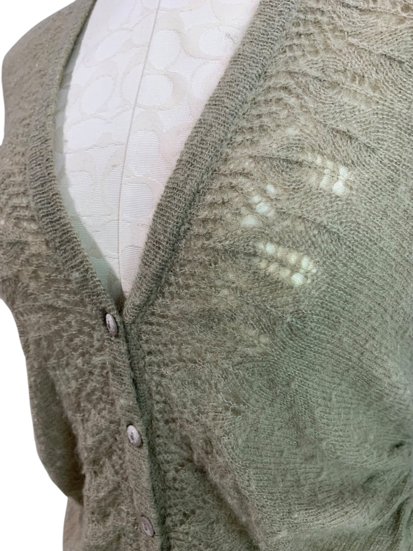 Medium Rosie Neira Womens Cardigan Sweater Gray Green Mohair Wool