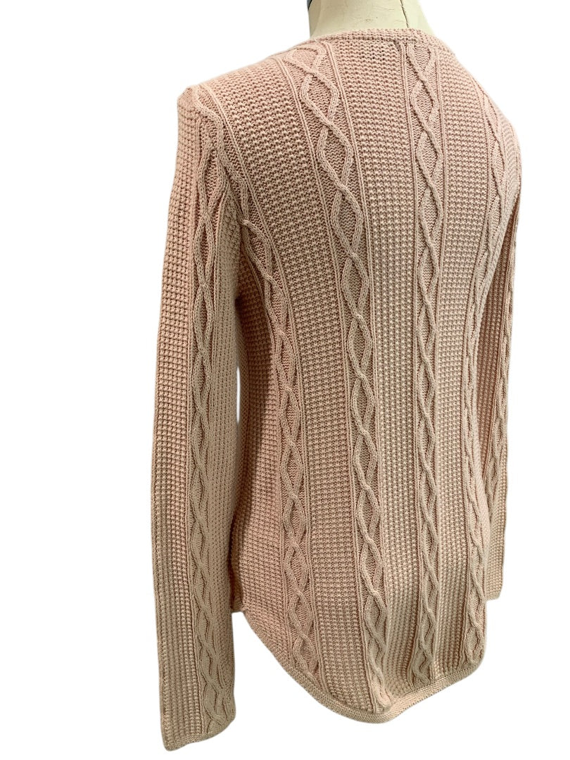 Small Jeanne Pierre Womens Pink Cable Knit Cotton Sweater