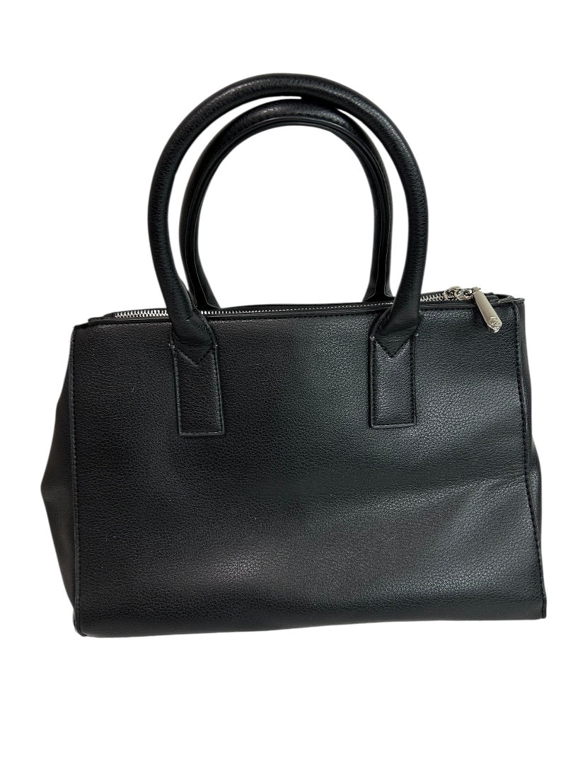 Charming Charlie Black Vegan Leather Satchel Handbag Detachable Crossbody Strap
