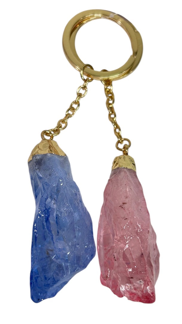Claires New Crystal Keyrings Key Chain Set of 2 Blue Pink