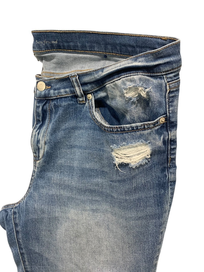 Size 14 NY&Co Womens Soho Boyfriend Jeans Stretched Distressed Tapered