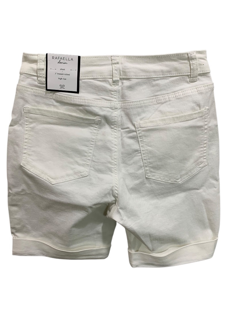 Size 4 Rafaella Womens New White Denim Jean Shorts High Rise