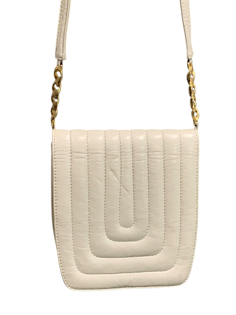 Lucien Piccard Ivory Soft Leather Crossbody Purse Bag 1980s Retro