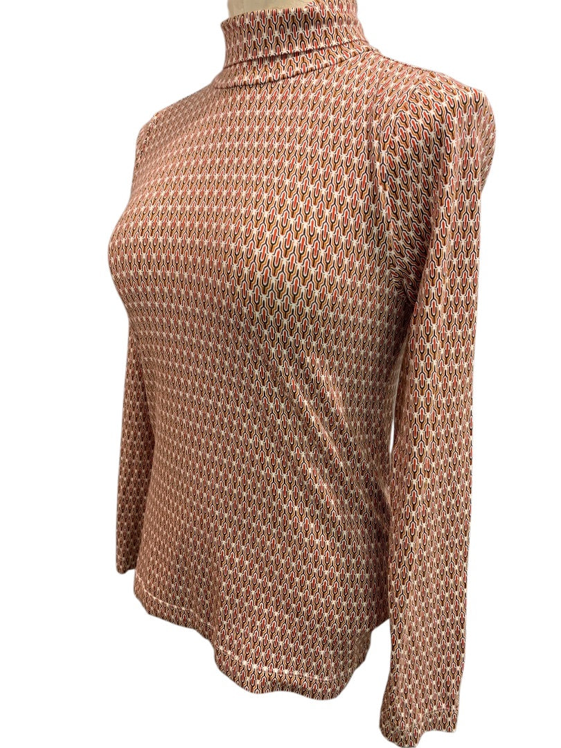 Small Loft Womens Print Turtleneck Soft Retro Print Long Sleeve