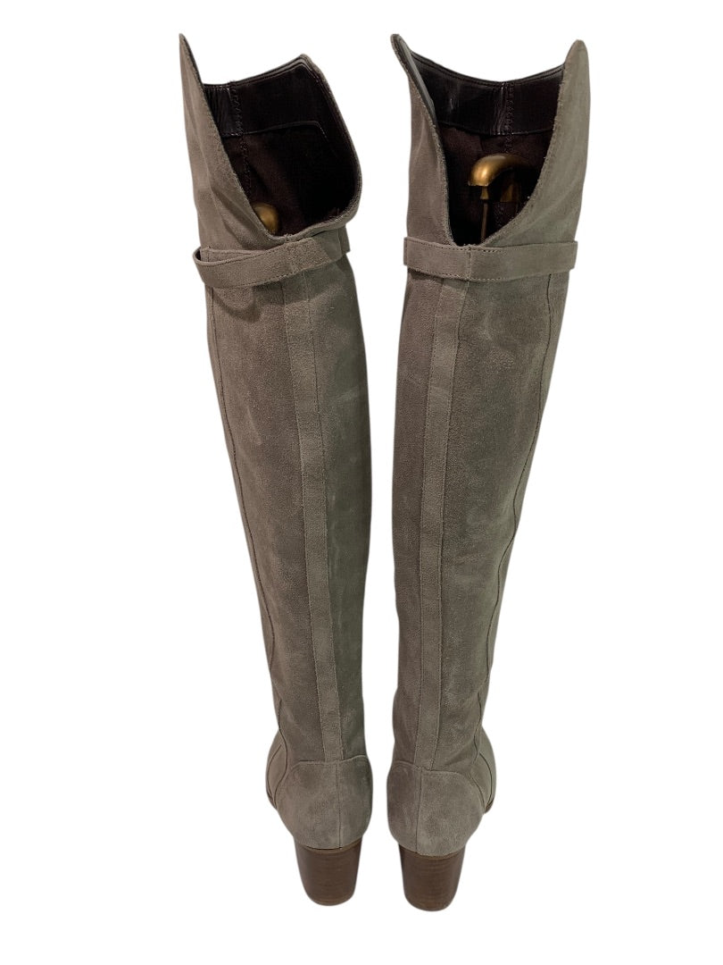 Size 6 Sole Society Womens Suede Knee Boots Mushroom Erika 2.5" Block Heel