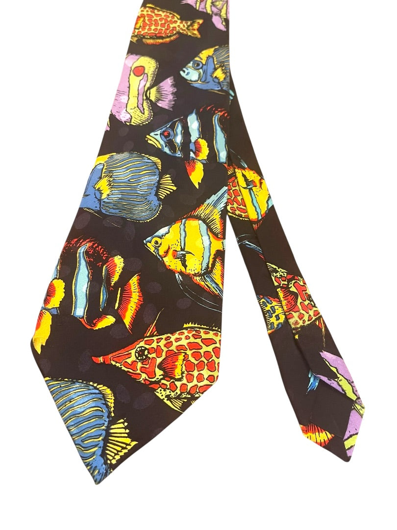 Vintage Addiction 100% Silk Tropical Fish Neck Tie 59"L x 4"W