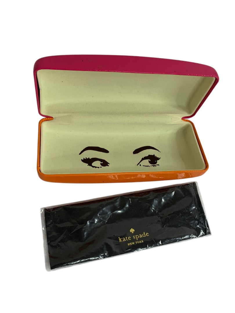 Kate Spade Clamshell Eyeglass Case and Cleaning Cloth Orange Pink