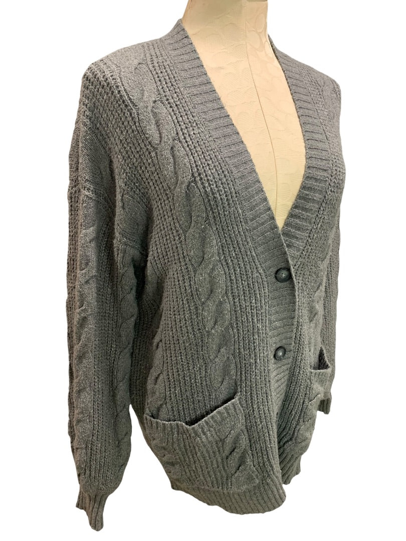 XS American Eagle Womens Cable Knit Cardigan Sweater Grandpa Pockets