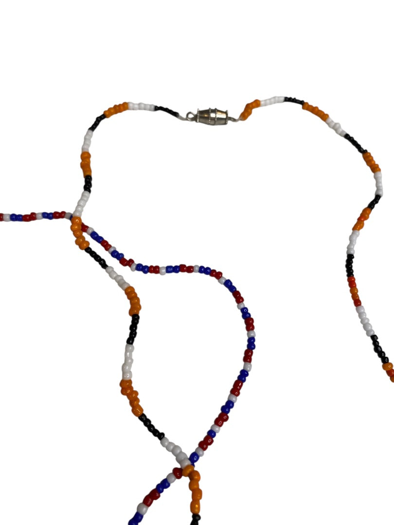Lot of 3 Seed Bead Necklaces 14-19" Barrel Clasp Soccer Red White Blue