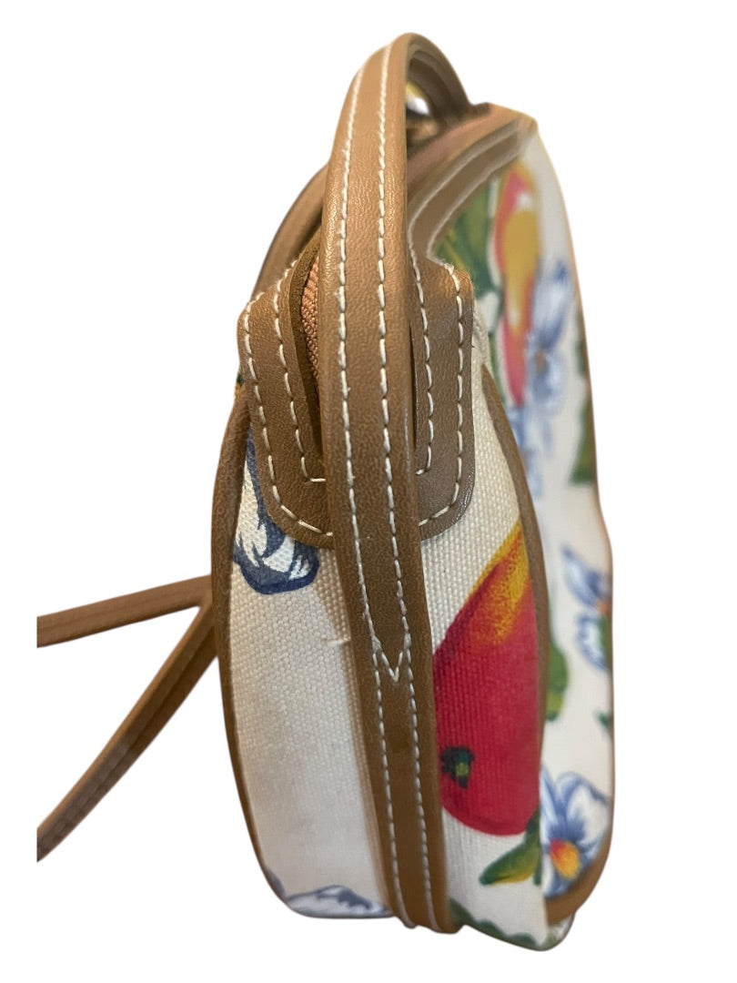 Liz Liz Claiborne Vintage Canvas Fruit & Flowers Zipper Closure Vintage Purse