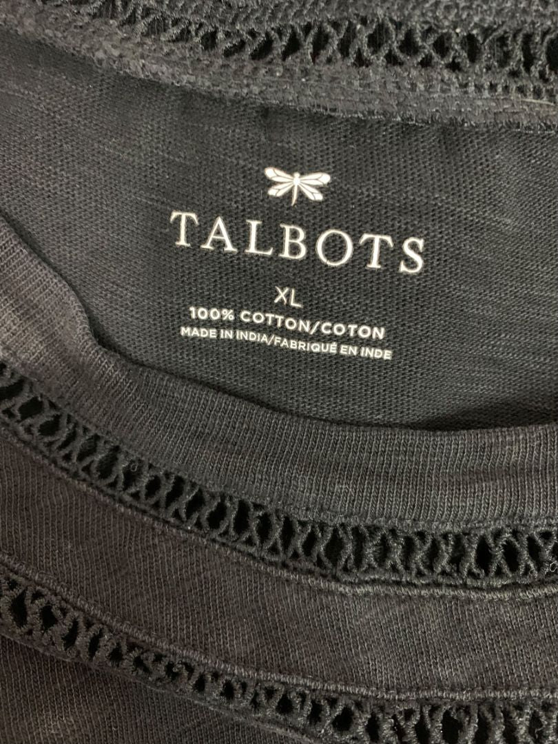 XL Talbots Shift Dress Sleeveless Black Knit Cotton