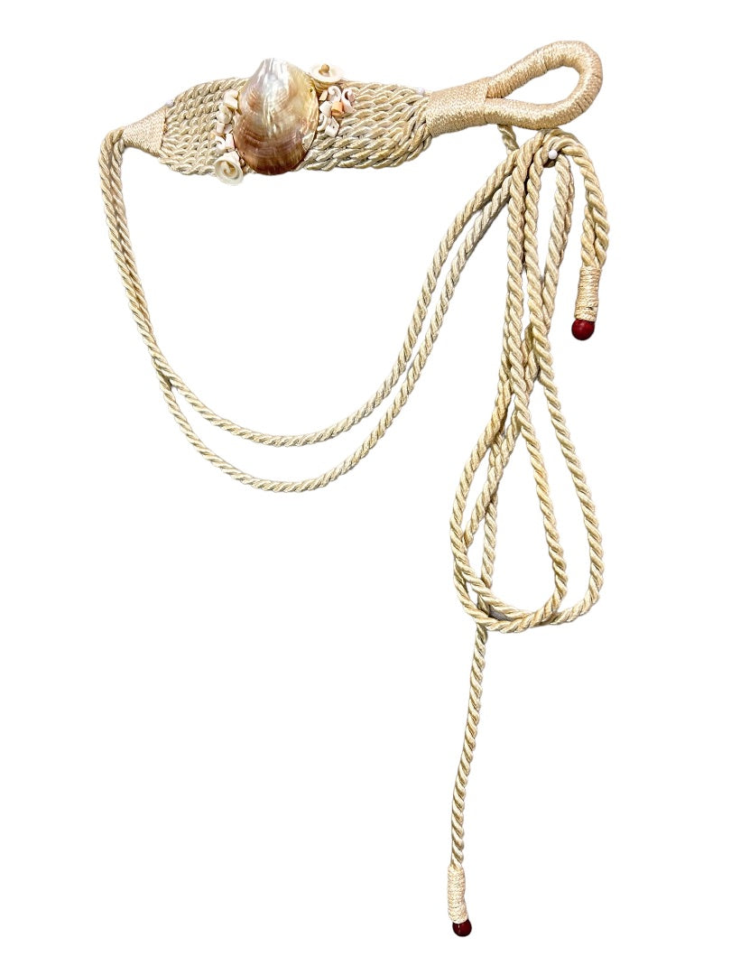 One Curtain Tieback Rope Beach Theme Boho Shell Off White 43" Loop Closure