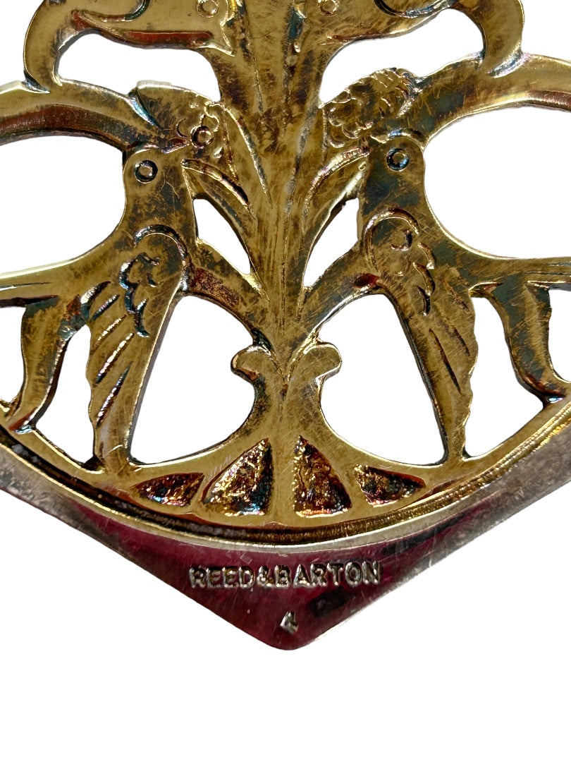 Vintage Reed & Barton 12 Days Of Christmas Ornament Silver Gold #4 Colly Birds 2.25"