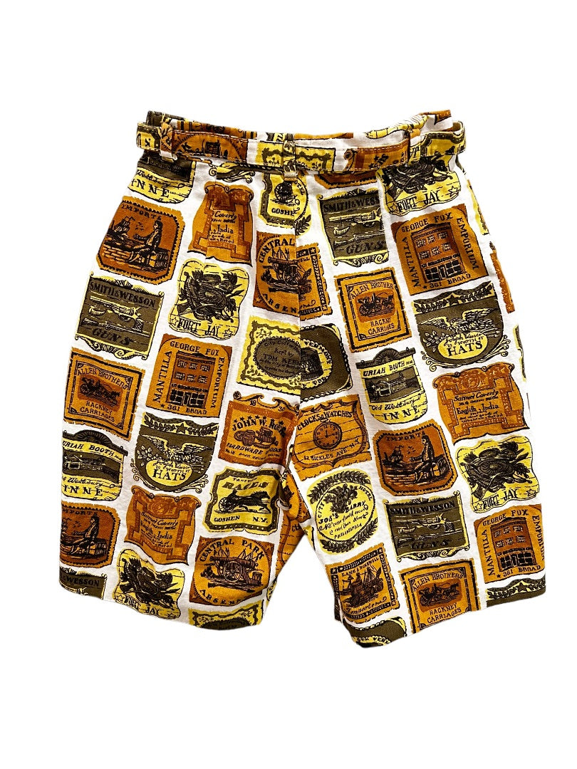 Pantomaker New York Women's Vintage 1960s Historical Print Shorts Belt