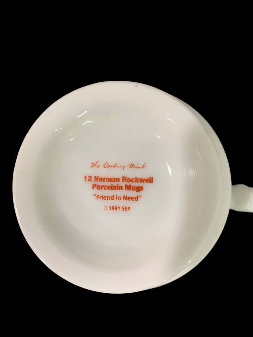 1981 Norman Rockwell Porcelain Pedestal Mug "Friend in Need" The Danbury Mint