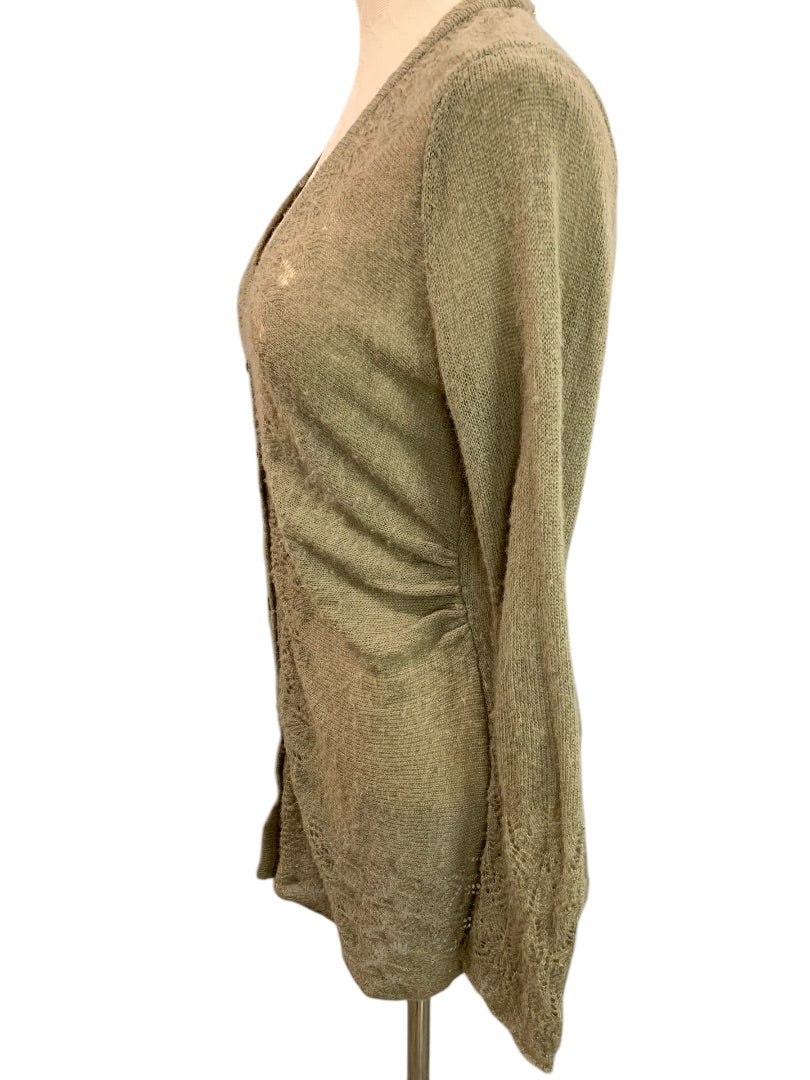 Medium Rosie Neira Womens Cardigan Sweater Gray Green Mohair Wool
