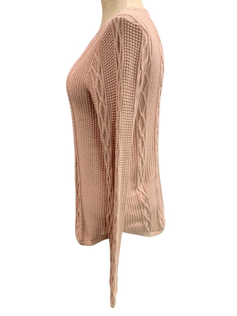 Small Jeanne Pierre Womens Pink Cable Knit Cotton Sweater