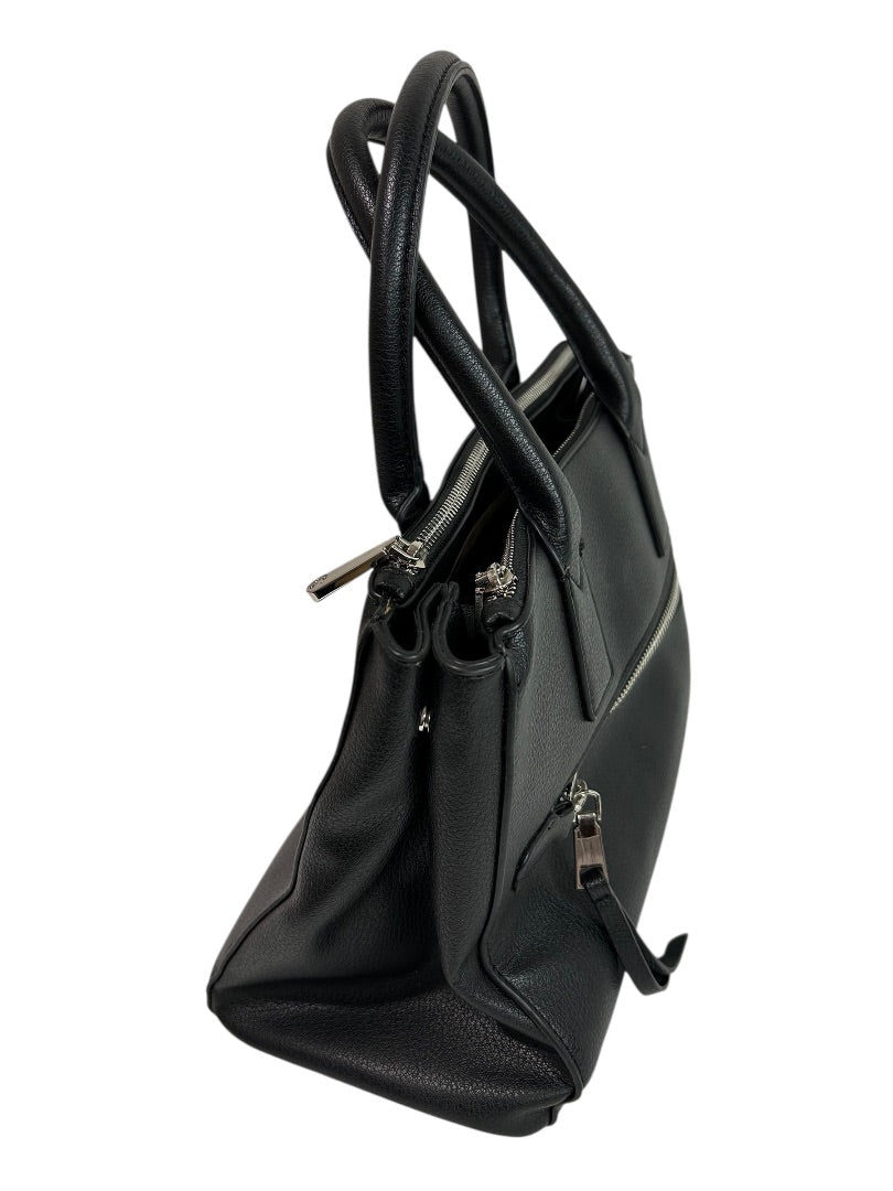 Charming Charlie Black Vegan Leather Satchel Handbag Detachable Crossbody Strap
