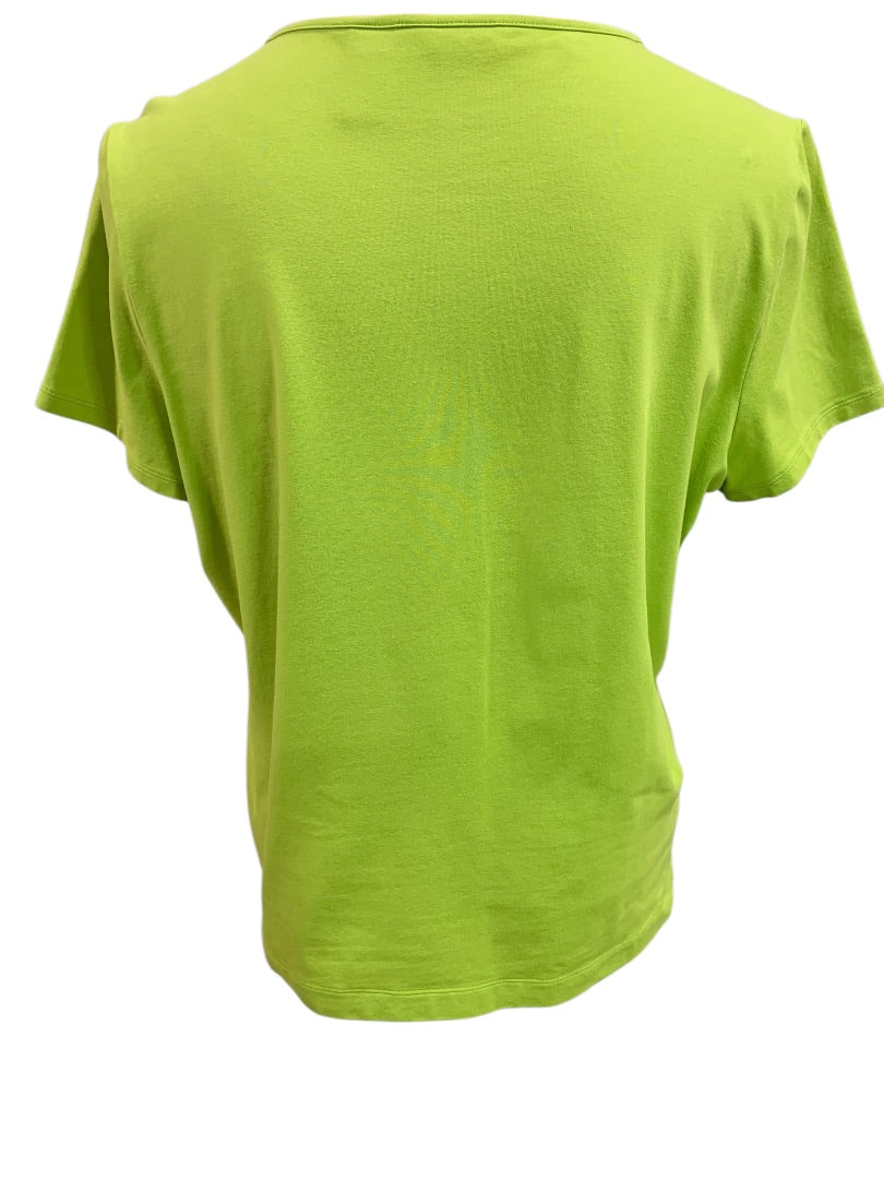 Large Laura Ashley Lime Green Womens Tshirt Embellished Neckline