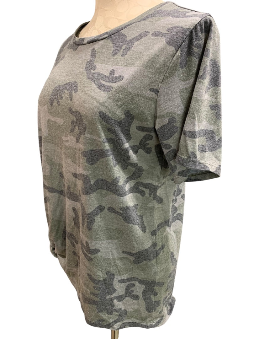 Large Always Indigo Womens Soft Distressed Camoflauge Tshirt Camo